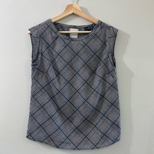 The Limited plaid dress top with teal accent stripe